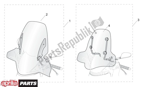 All parts for the Wind Screen of the Aprilia SR Stealth,racing Liquid Cooled 516 WWW 50 1997 - 1999