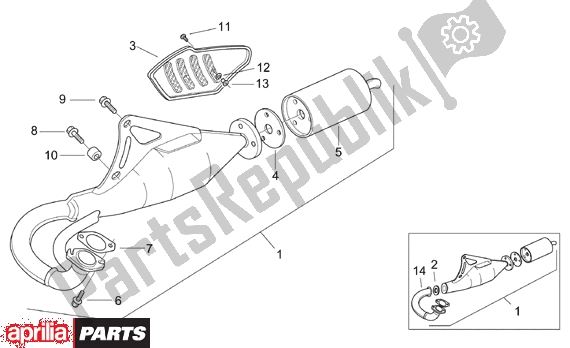 Todas as partes de Aligned Silencer Exhaust Pipe do Aprilia SR WWW Aircooled 515 50 1997 - 2001