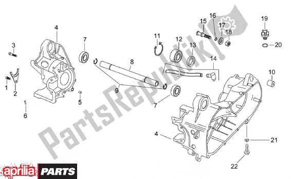 All parts for the Central Crank Case Set of the Aprilia SR WWW Aircooled 515 50 1997 - 2001