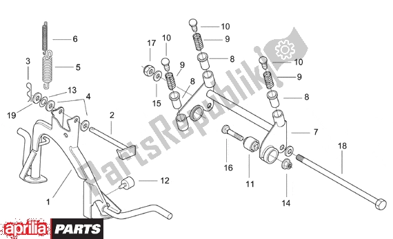 All parts for the Central Stand Connecting Rod of the Aprilia SR WWW Aircooled 515 50 1997 - 2001
