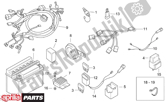 All parts for the Electrical System of the Aprilia SR WWW Aircooled 515 50 1997 - 2001
