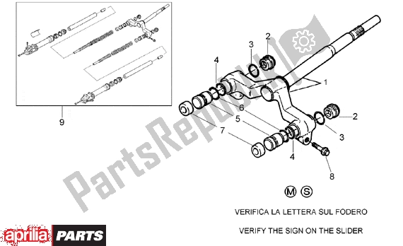 Alle onderdelen voor de Front Fork I van de Aprilia SR WWW Aircooled 515 50 1997 - 2001