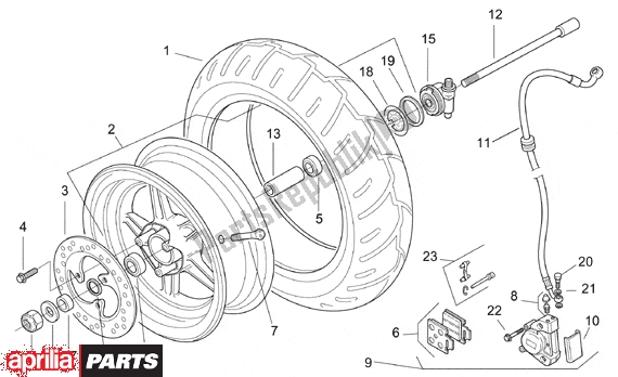 All parts for the Front Wheel of the Aprilia SR WWW Aircooled 515 50 1997 - 2001