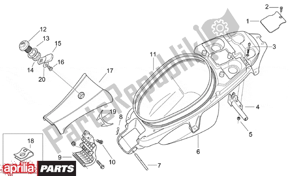 Alle onderdelen voor de Rear Body Ii van de Aprilia SR WWW Aircooled 515 50 1997 - 2001