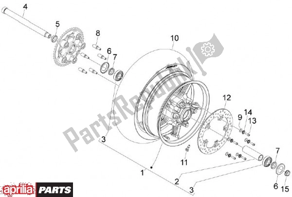 Alle onderdelen voor de Achterwiel van de Aprilia SRV 82 850 2012