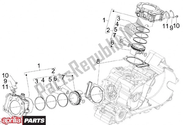 Todas las partes para Cilindro de Aprilia SRV 82 850 2012