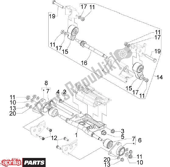 All parts for the Drijfstangetje of the Aprilia SRV 82 850 2012