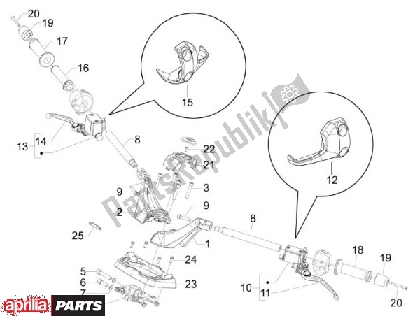 All parts for the Handlebar of the Aprilia SRV 82 850 2012