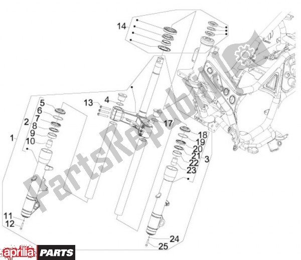 Alle onderdelen voor de Voorvork van de Aprilia SRV 82 850 2012