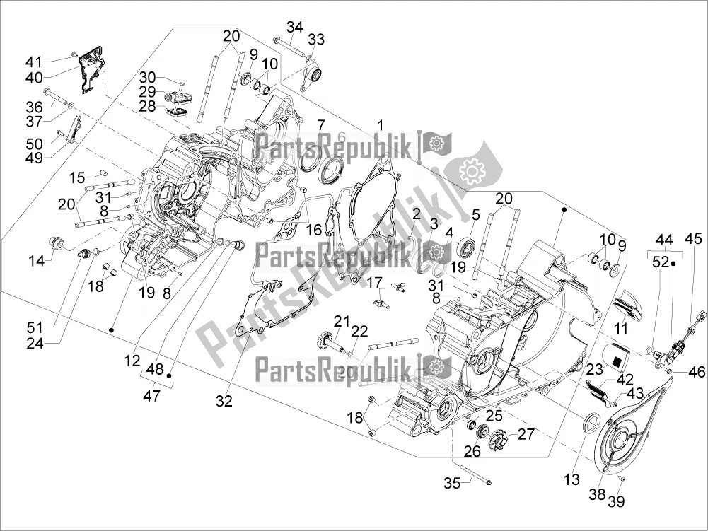 All parts for the Crankcase of the Aprilia SRV 850 2016