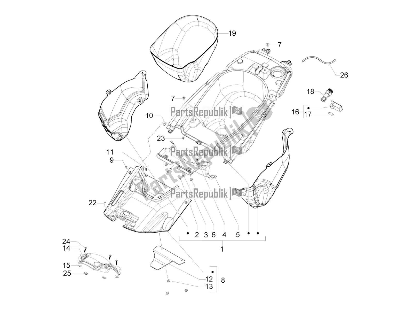 Toutes les pièces pour le Logement De Casque - Sous La Selle du Aprilia SRV 850 2016