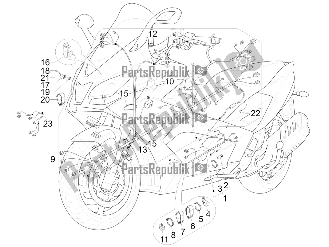 All parts for the Main Cable Harness of the Aprilia SRV 850 2016
