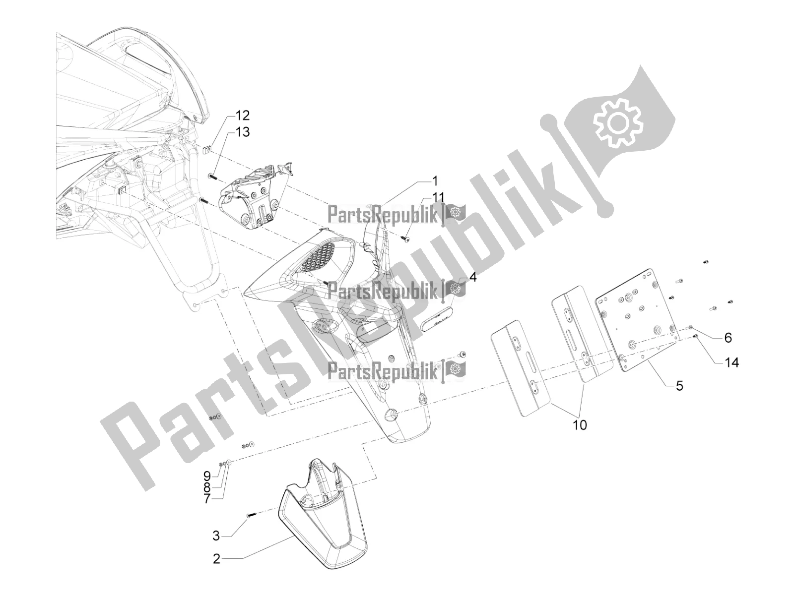 Alle Teile für das Hintere Abdeckung - Spritzschutz des Aprilia SRV 850 2016