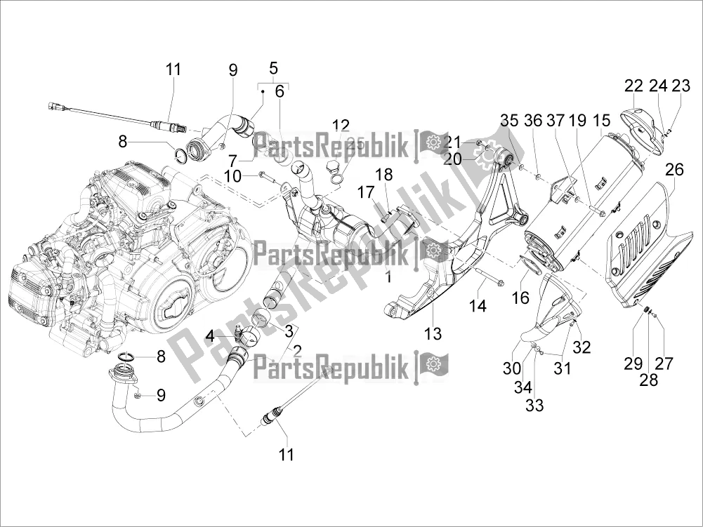 All parts for the Silencer of the Aprilia SRV 850 2016