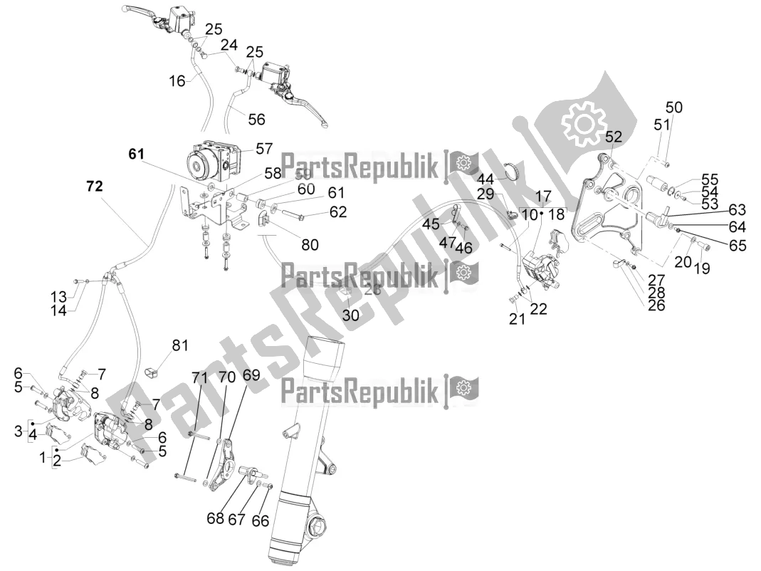 All parts for the Brakes Pipes - Calipers (abs) of the Aprilia SRV 850 2017
