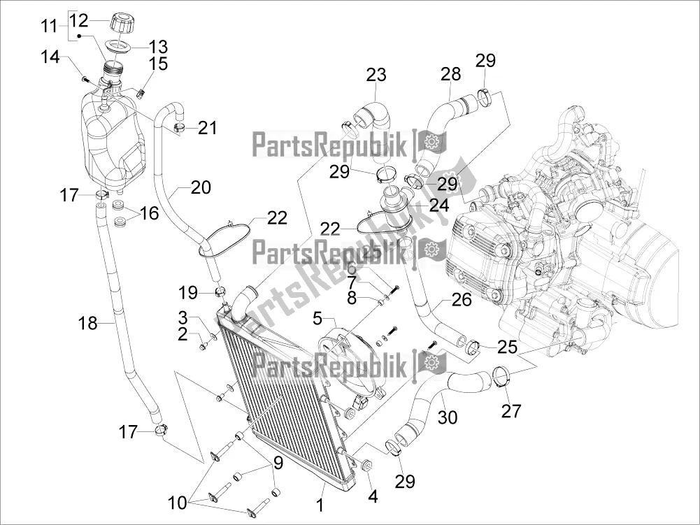 Alle onderdelen voor de Koelsysteem van de Aprilia SRV 850 2017