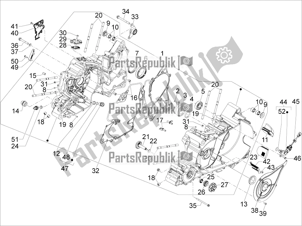 All parts for the Crankcase of the Aprilia SRV 850 2017