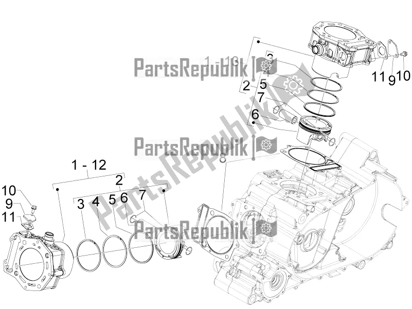 All parts for the Cylinder-piston-wrist Pin Unit of the Aprilia SRV 850 2017