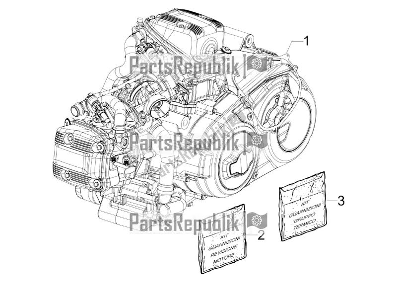 All parts for the Engine, Assembly of the Aprilia SRV 850 2017