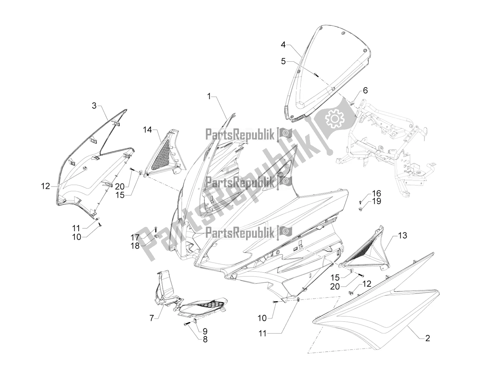 Toutes les pièces pour le Bouclier Avant du Aprilia SRV 850 2017