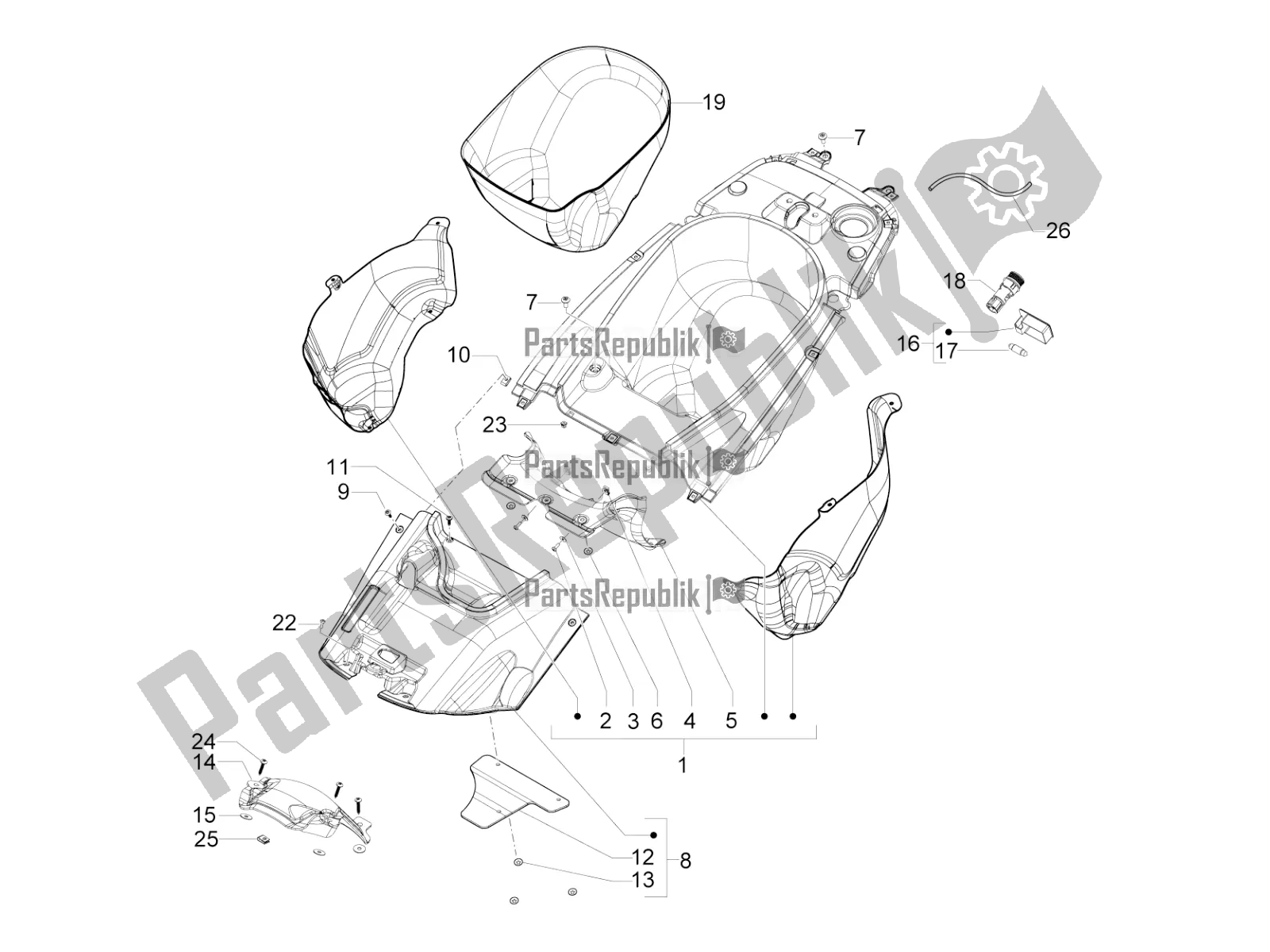 All parts for the Helmet Huosing - Undersaddle of the Aprilia SRV 850 2017