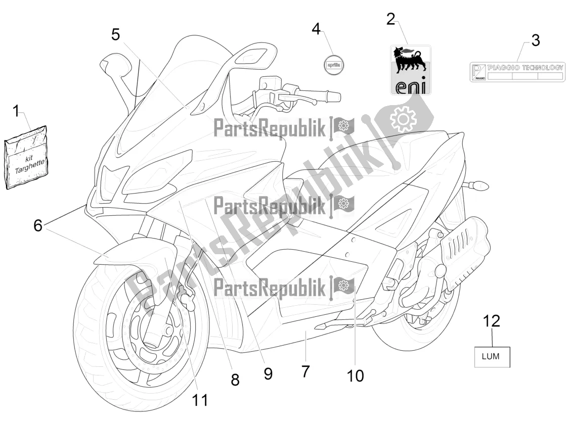 Todas as partes de Placas - Emblemas do Aprilia SRV 850 2017