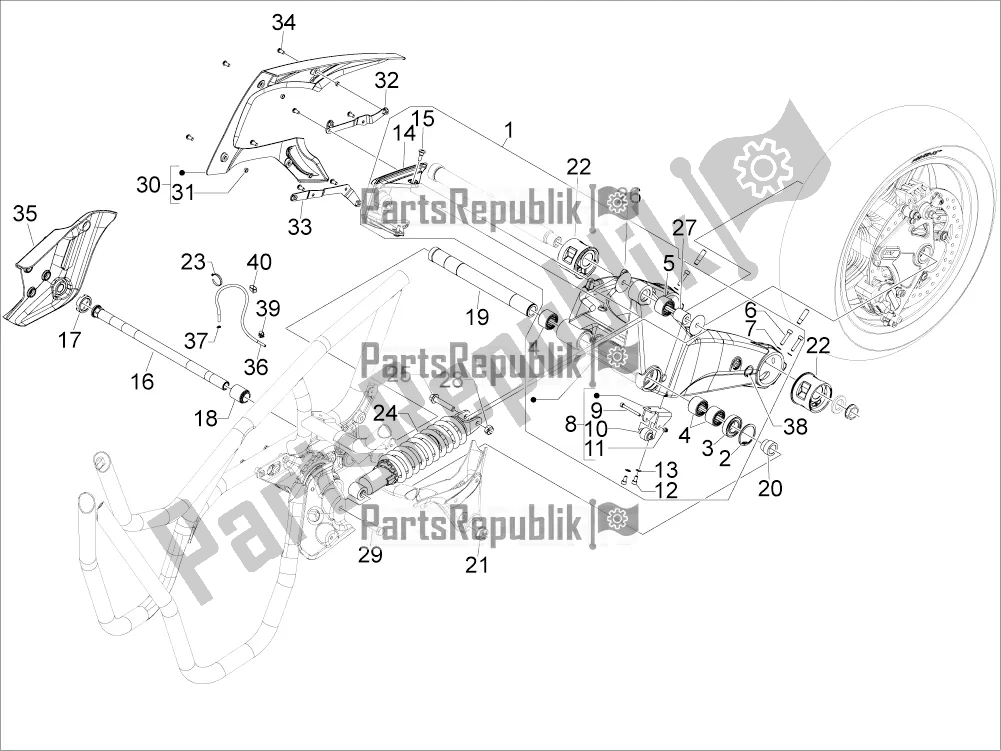 Tutte le parti per il Sospensione Posteriore - Ammortizzatore / I del Aprilia SRV 850 2017