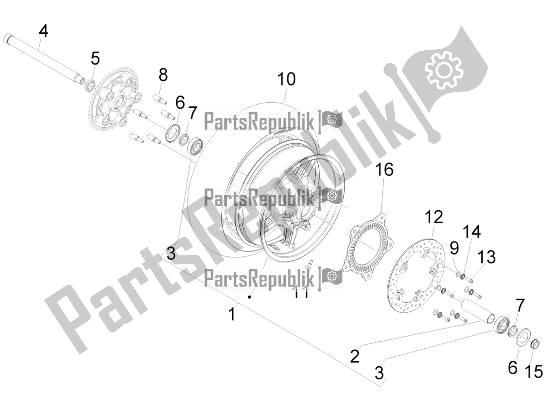 All parts for the Rear Wheel of the Aprilia SRV 850 2017