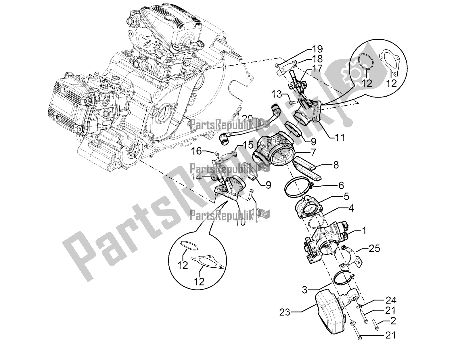 Todas las partes para Throttle Body - Injector - Induction Joint de Aprilia SRV 850 2017