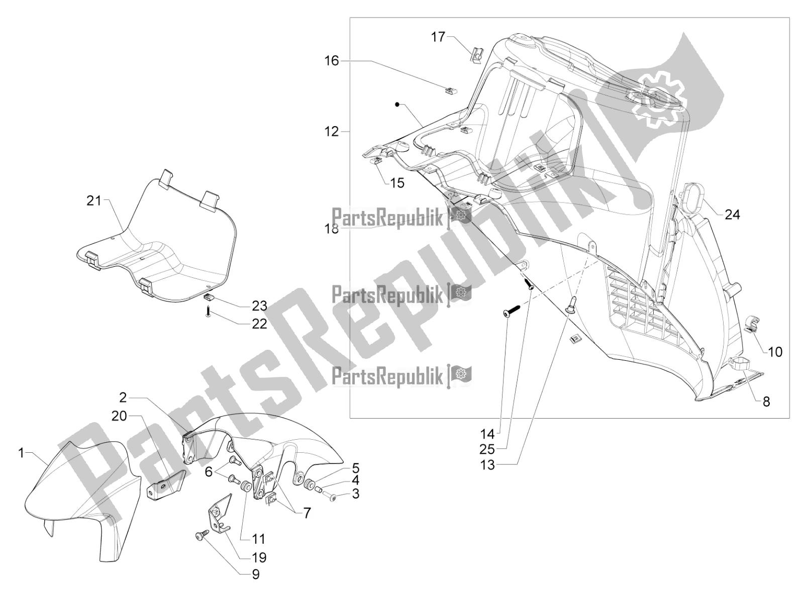 All parts for the Wheel Huosing - Mudguard of the Aprilia SRV 850 2017