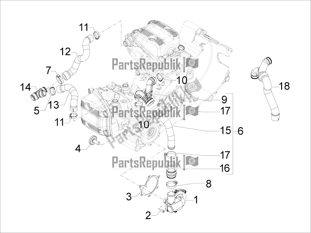Todas las partes para Bomba De Enfriamiento de Aprilia SRV 850 2018