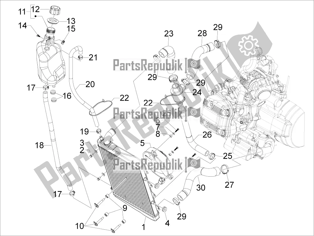 All parts for the Cooling System of the Aprilia SRV 850 2018