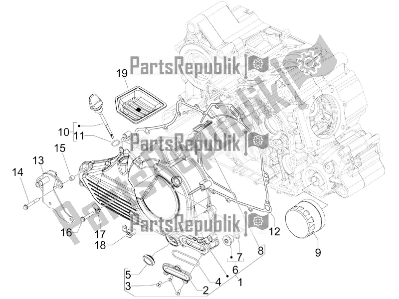 Toutes les pièces pour le Couvercle Magnéto Volant - Filtre à Huile du Aprilia SRV 850 2018