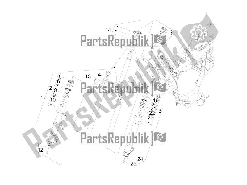 All parts for the Fork/steering Tube - Steering Bearing Unit of the Aprilia SRV 850 2018