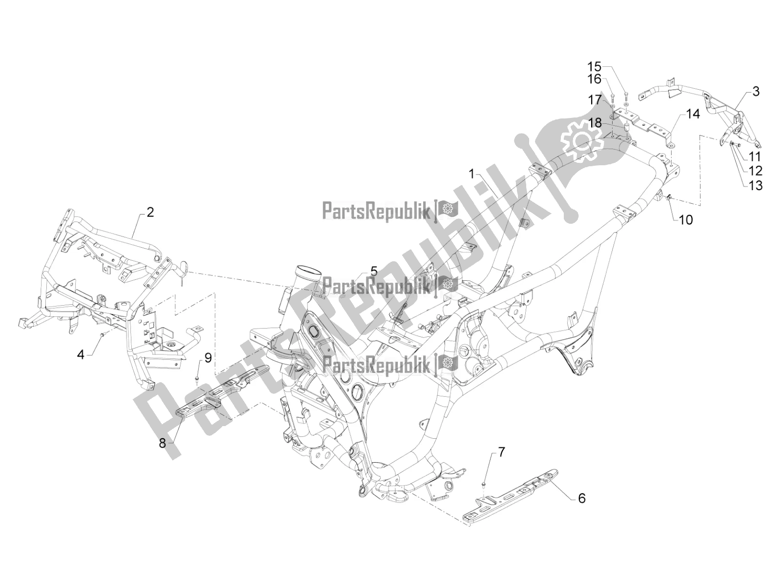 All parts for the Frame/bodywork of the Aprilia SRV 850 2018