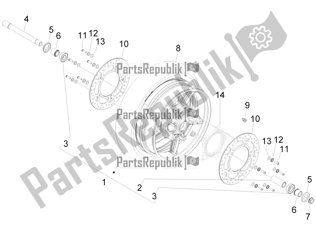 All parts for the Front Wheel of the Aprilia SRV 850 2018