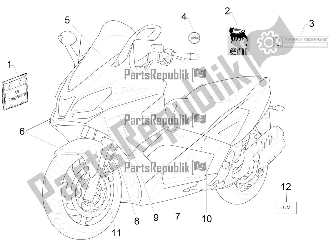 All parts for the Plates - Emblems of the Aprilia SRV 850 2018