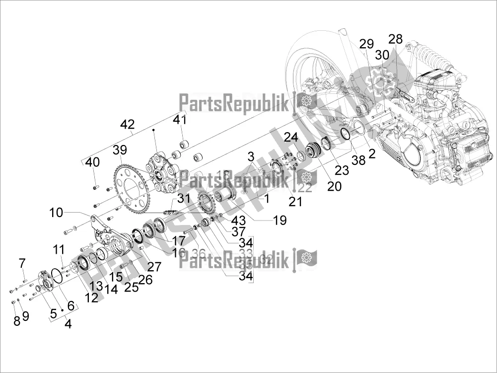 All parts for the Transmission Assembly of the Aprilia SRV 850 2018