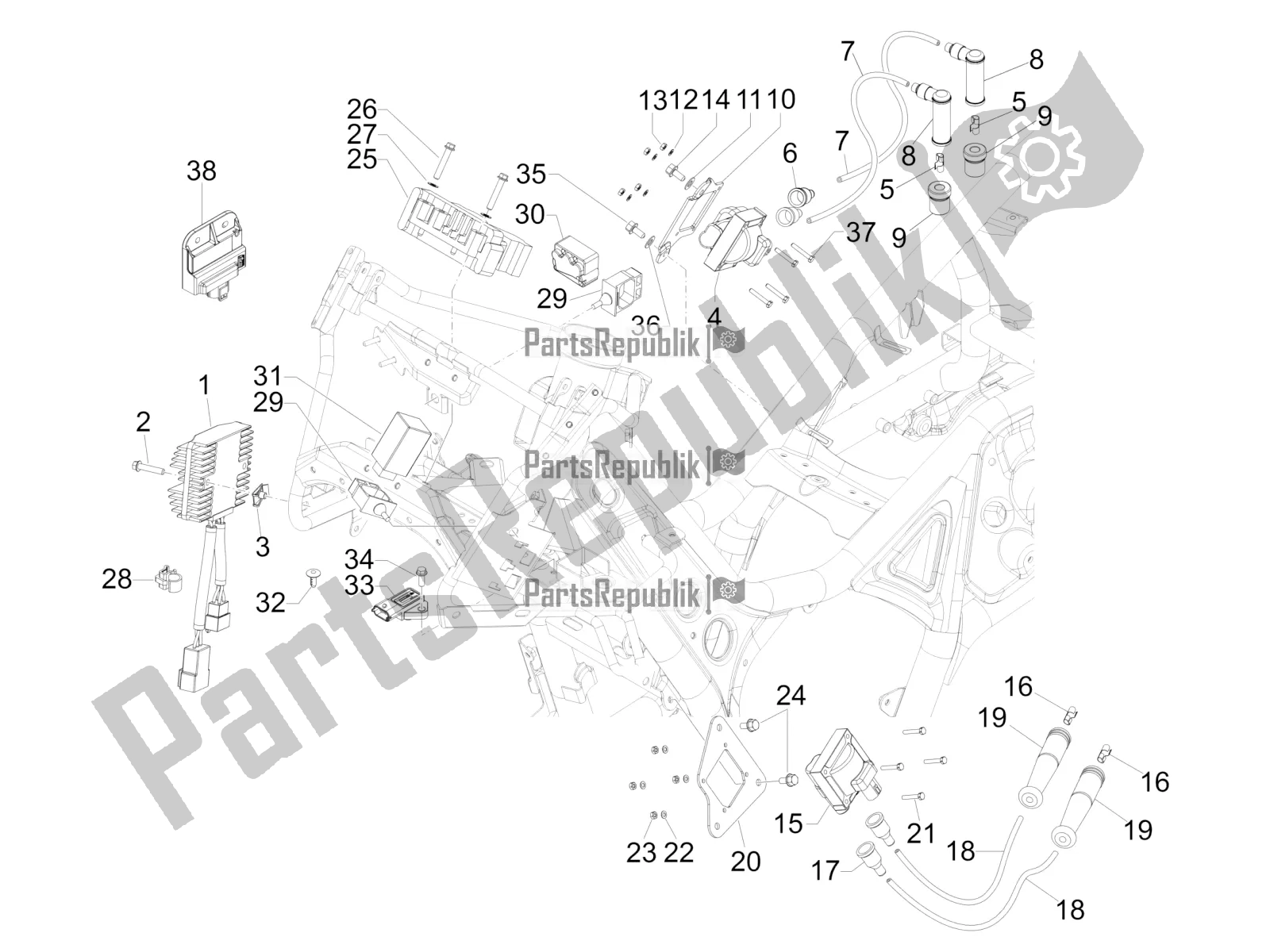 Wszystkie części do Regulatory Napi? Cia - Elektroniczne Jednostki Steruj? Ce (ecu) - H. T. Cewka Aprilia SRV 850 2018