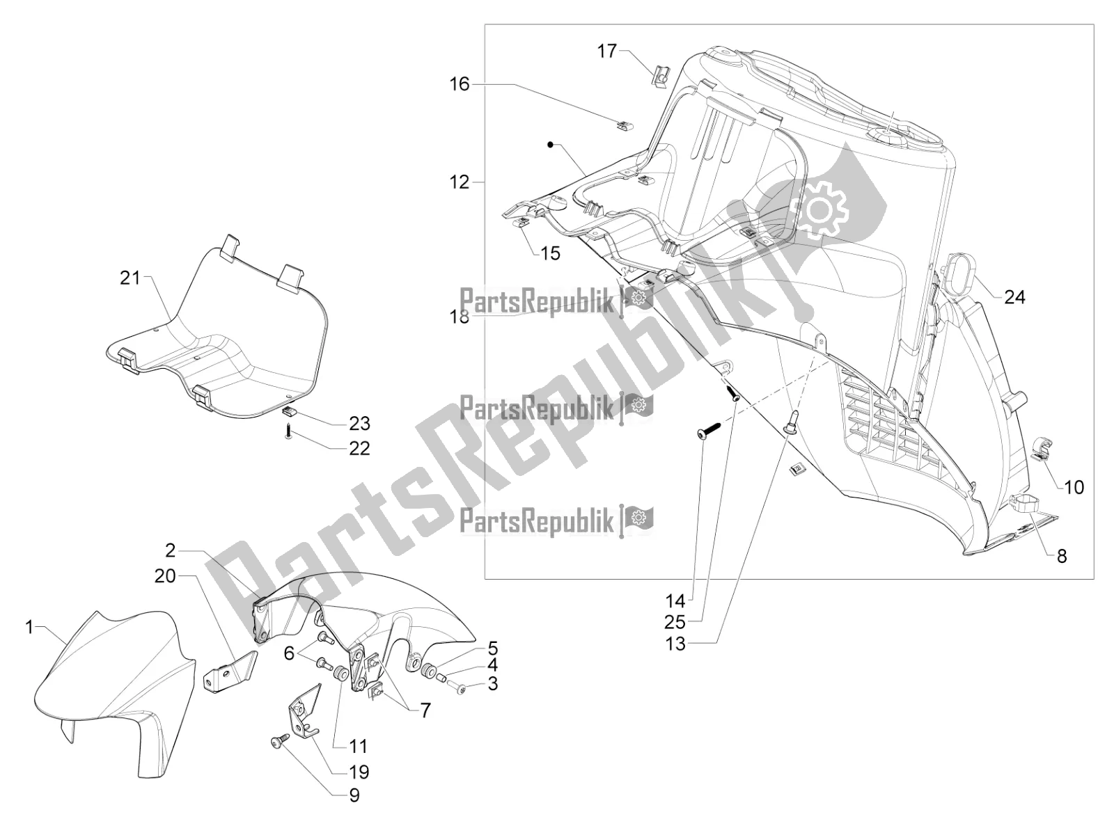 Tutte le parti per il Passaruota - Parafango del Aprilia SRV 850 2018