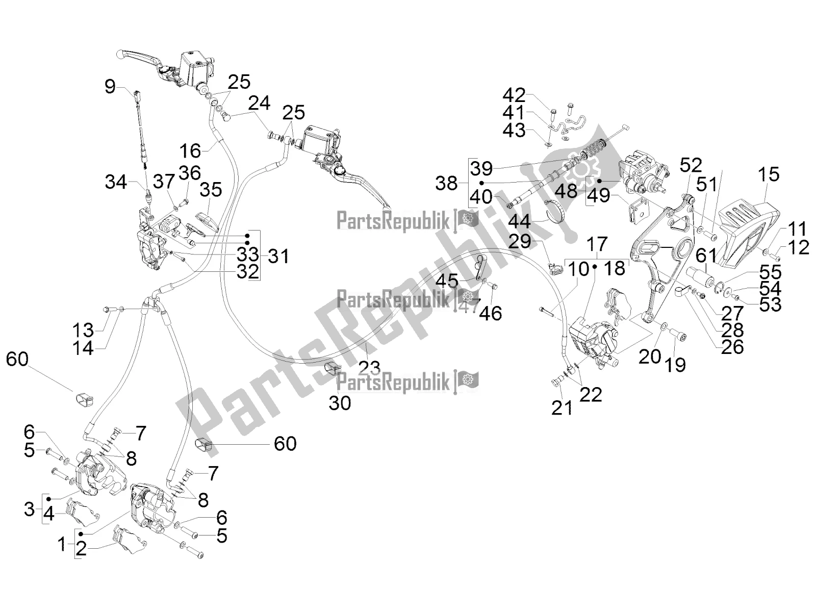 All parts for the Brakes Pipes - Calipers of the Aprilia SRV 850 2019