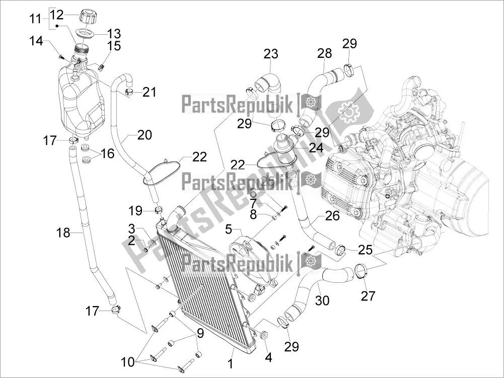 Alle onderdelen voor de Koelsysteem van de Aprilia SRV 850 2019