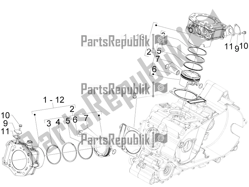 Toutes les pièces pour le Unité Cylindre-piston-axe De Poignet du Aprilia SRV 850 2019