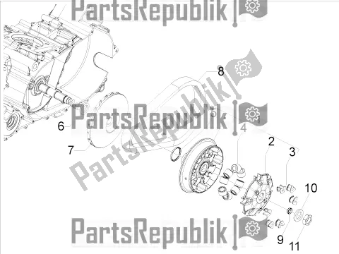 Alle onderdelen voor de Aandrijfpoelie van de Aprilia SRV 850 2019