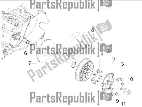 Alle onderdelen voor de Aandrijfpoelie van de Aprilia SRV 850 2019