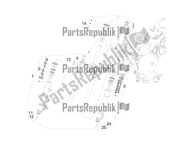 All parts for the Fork/steering Tube - Steering Bearing Unit of the Aprilia SRV 850 2019