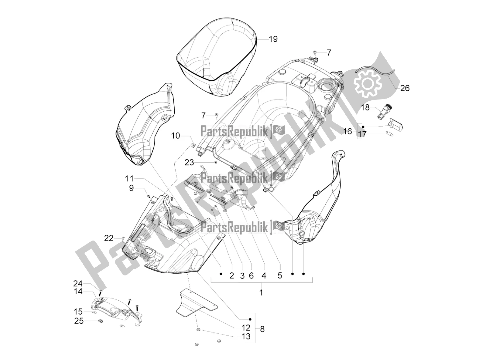 Tutte le parti per il Alloggiamento Casco - Sotto La Sella del Aprilia SRV 850 2019