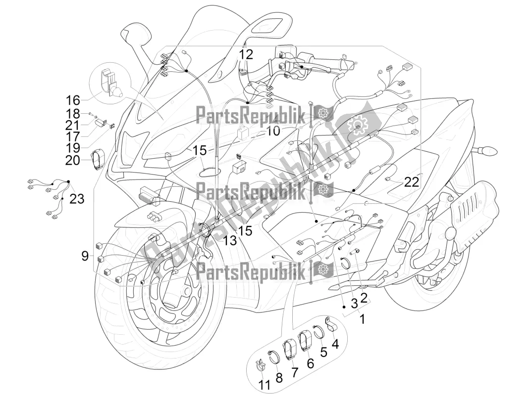 All parts for the Main Cable Harness of the Aprilia SRV 850 2019