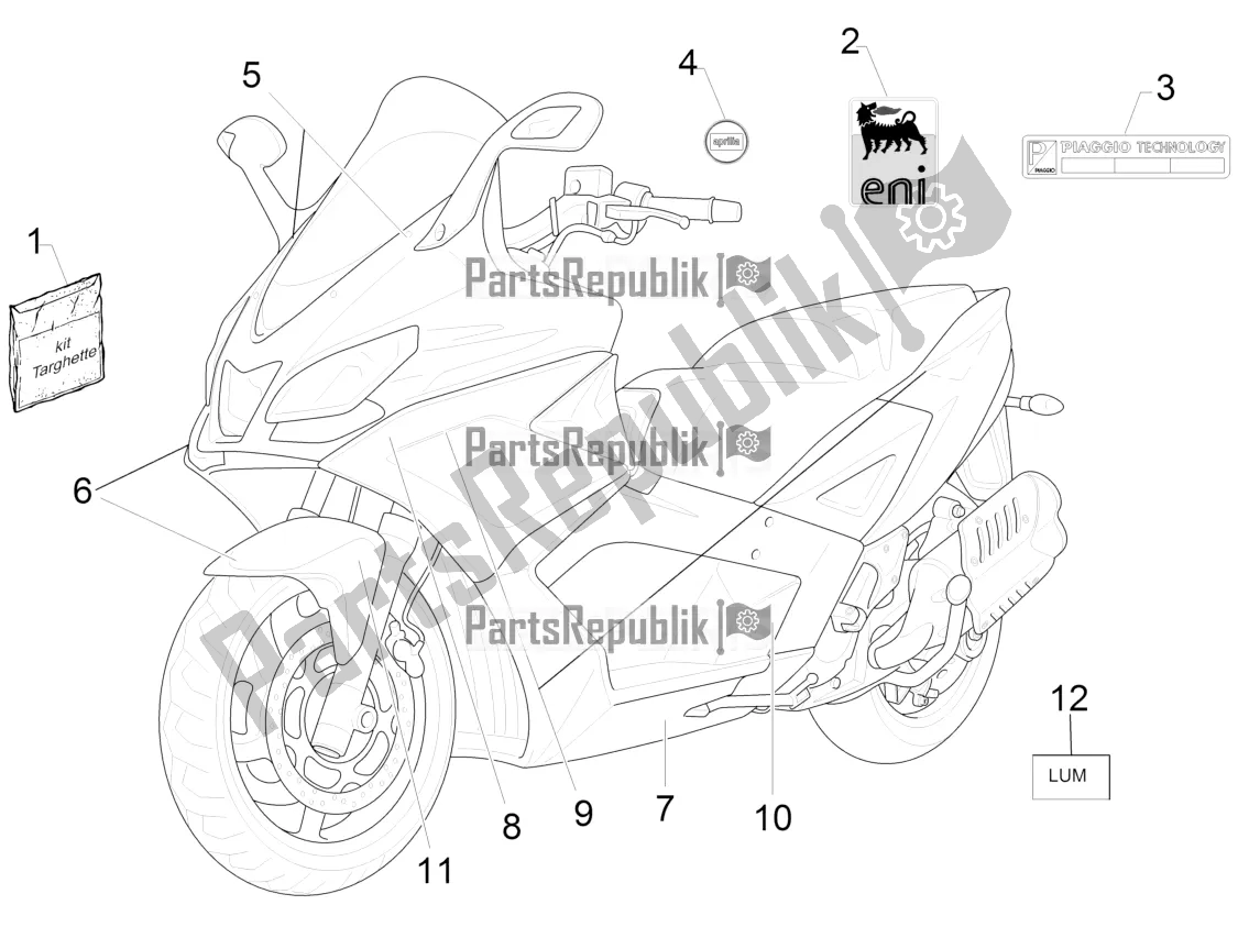 Alle onderdelen voor de Borden - Emblemen van de Aprilia SRV 850 2019