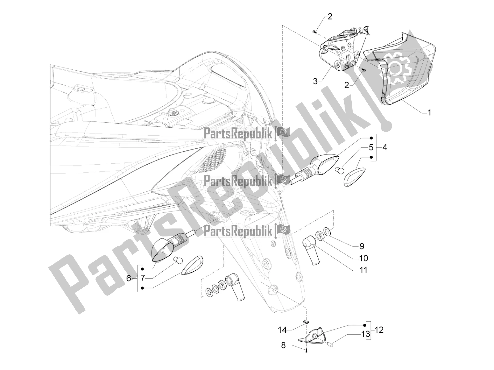 Alle Teile für das Scheinwerfer Hinten - Blinker des Aprilia SRV 850 2019